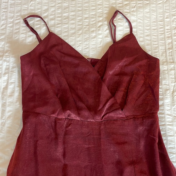 Lulu’s Constantine Burgandy Satin Maxi Dress - Picture 6 of 8